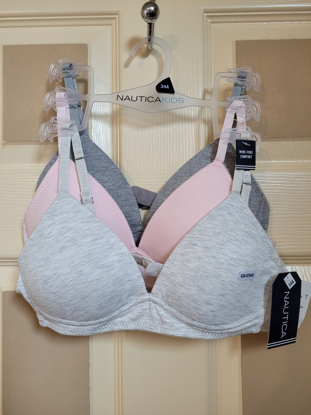 Nautica Wireless Comfort 3-Pack T-Shirt Bras - Light Gray, Pink, Charcoal